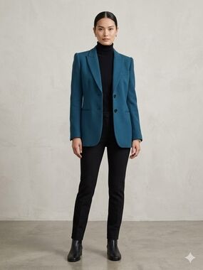 Teal Single-Breasted Tailored Blazer - Judith And Charles